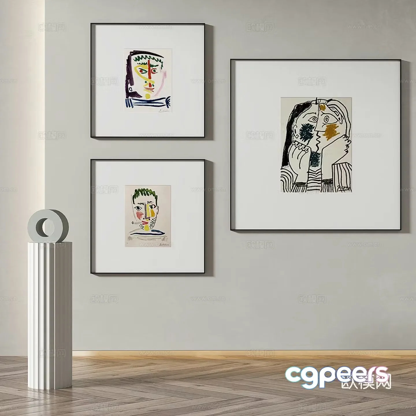 Modern minimalist abstract decorative painting 3d model