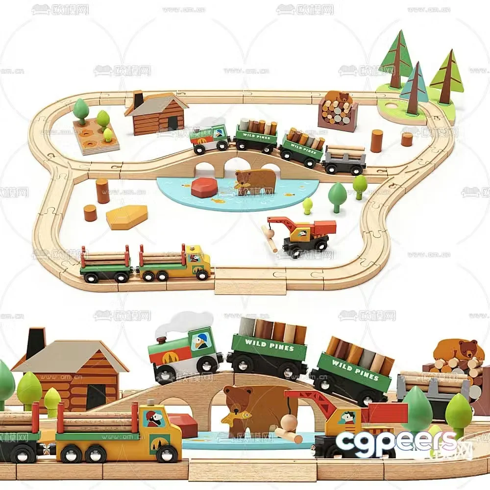 Modern children’s train toy 3d model