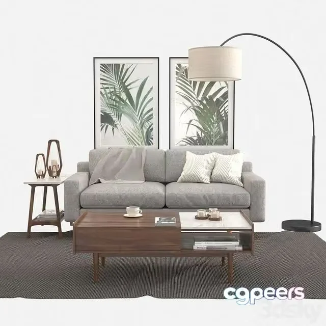 3ds Max Free – Living Set. West elm