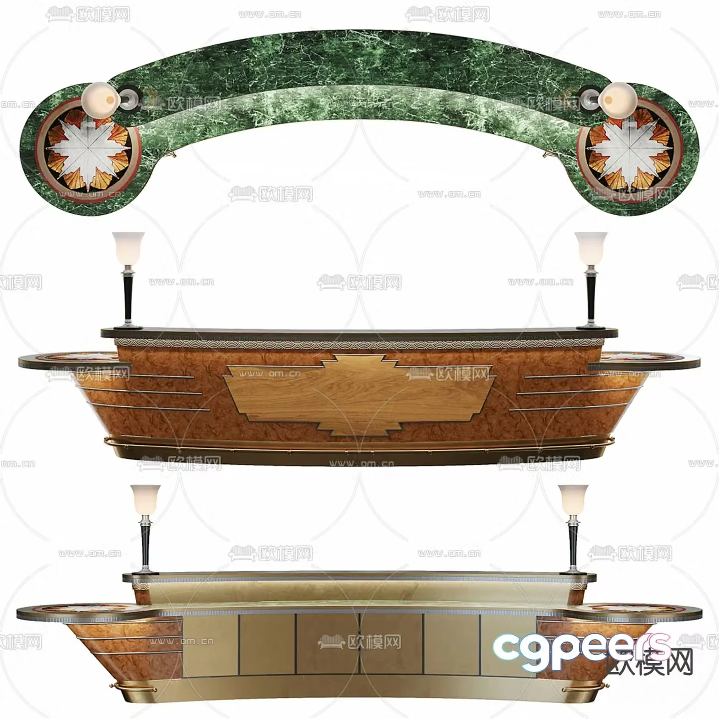 European style front desk service desk reception desk 3d model