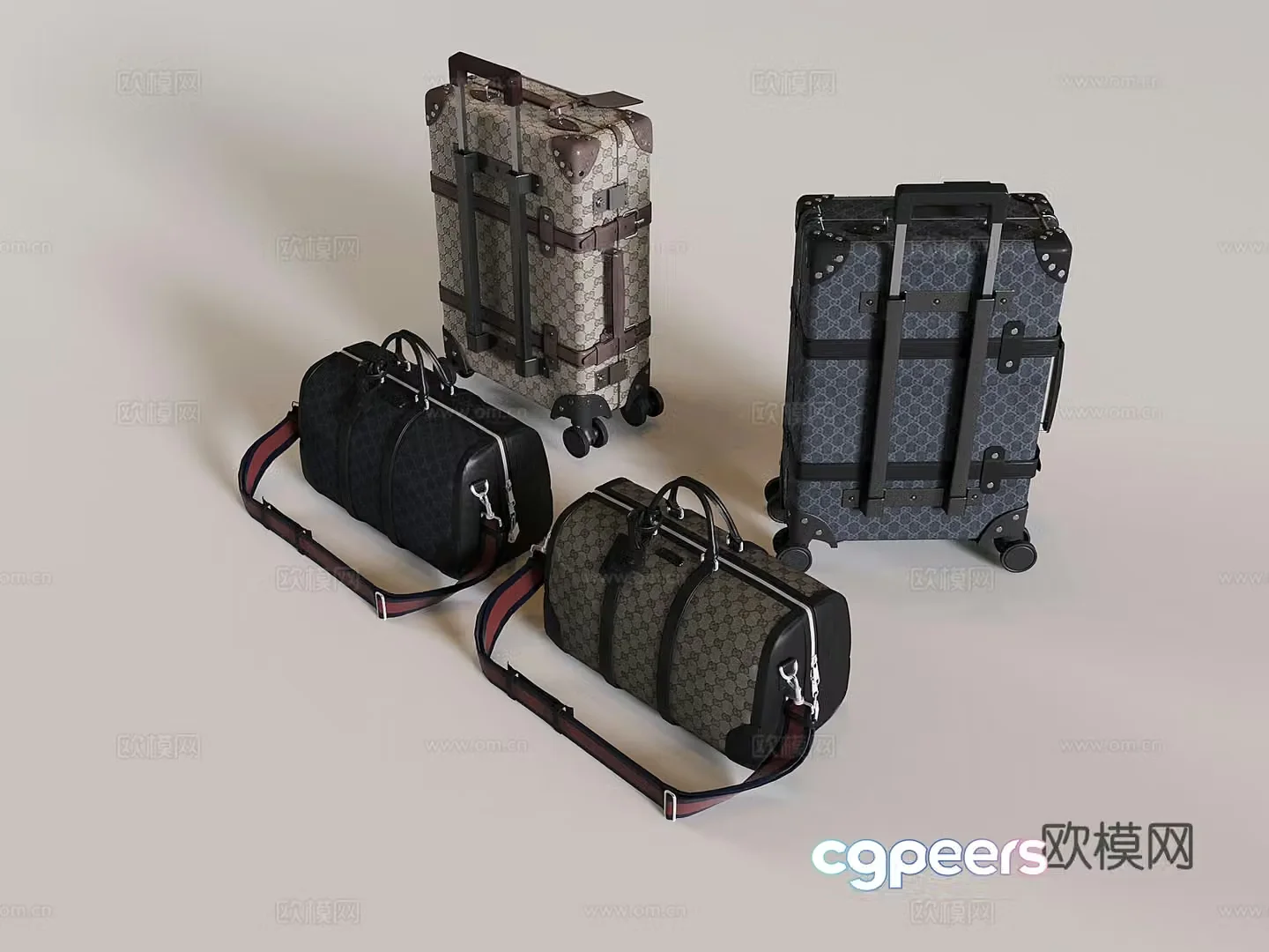Modern suitcase trolley case travel bag 3d model