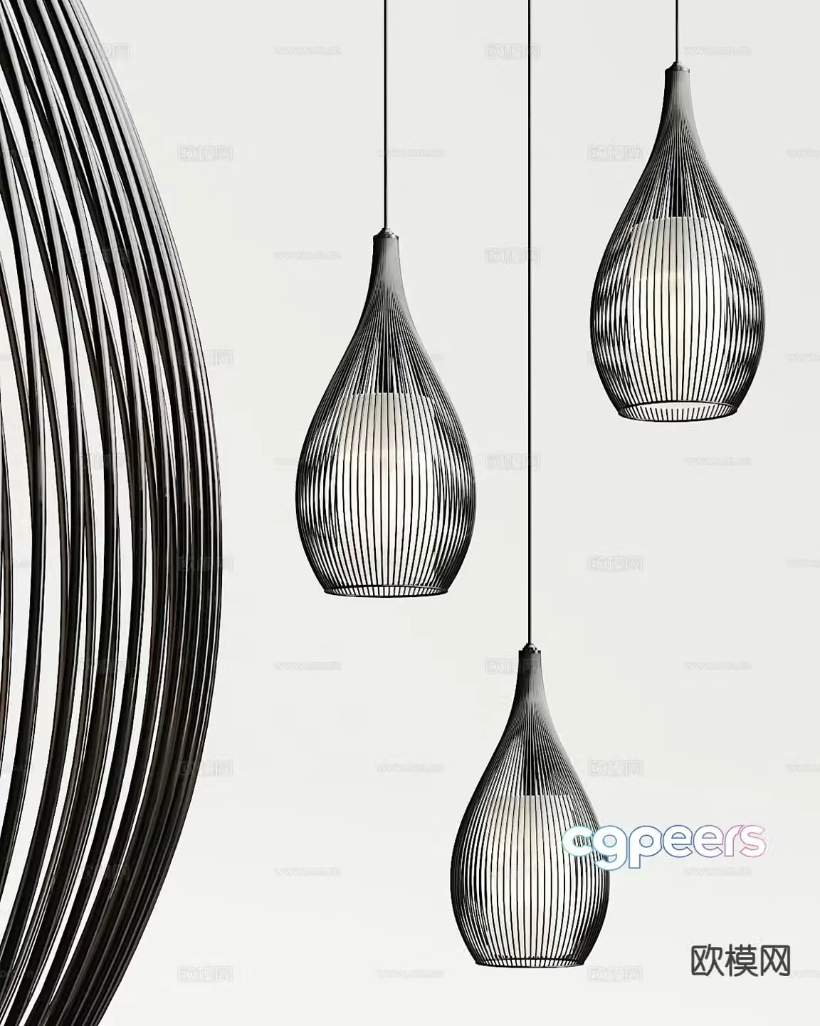 Industrial style small chandelier bedside small chandelier 3d model