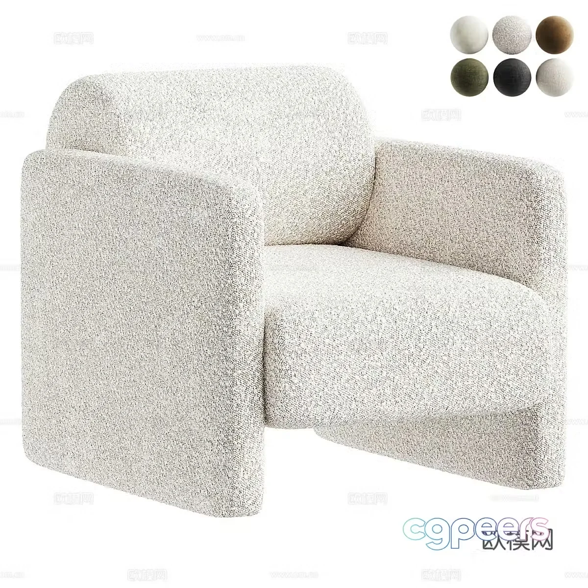 Lamb velvet single sofa fabric single sofa lamb velvet single chair lamb velvet leisure chair lamb 3d model