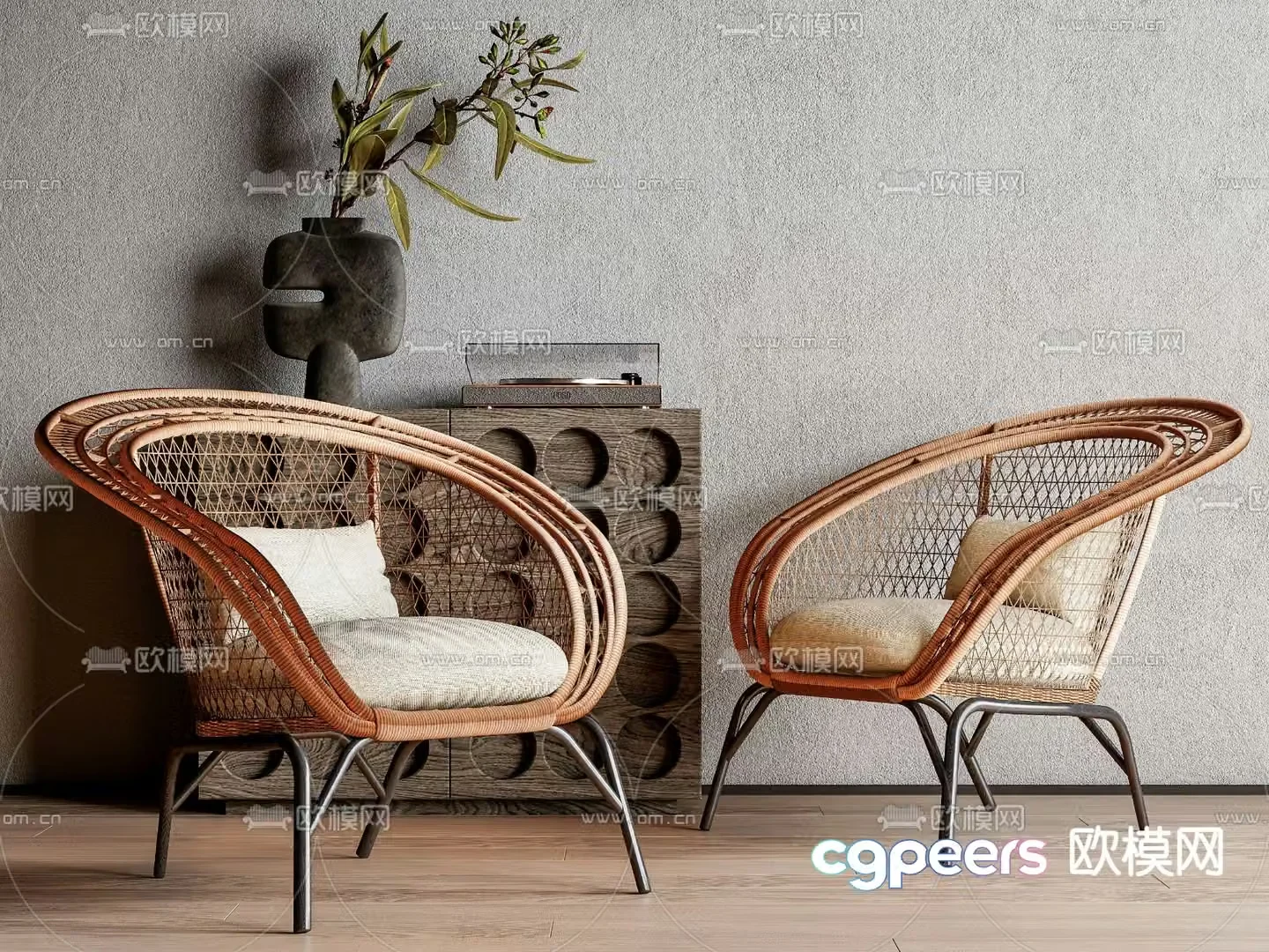 Outdoor chair rattan chair 3d model