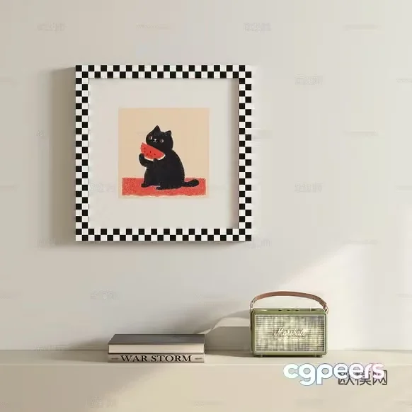 A Framed Picture Of A Cat 3D Model – 13957 – VRAY Render
