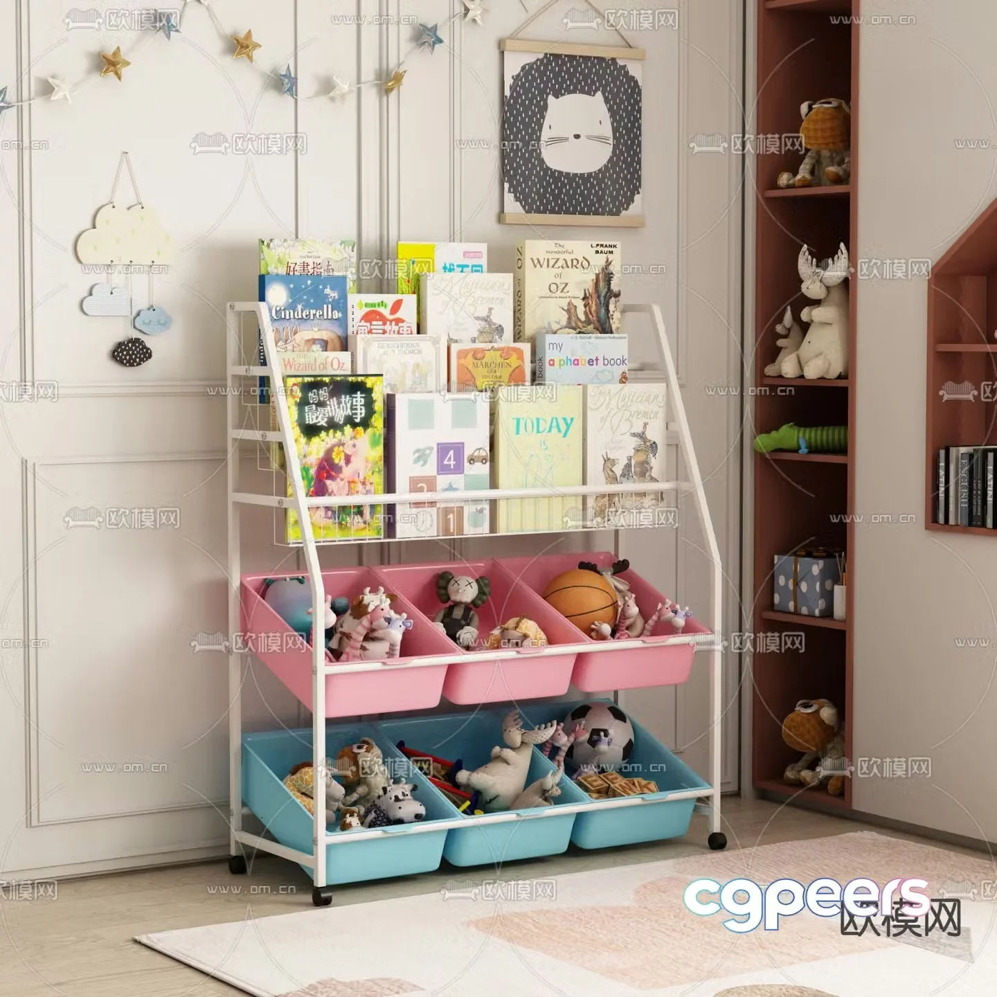 Modern children’s room toy storage rack 3d model