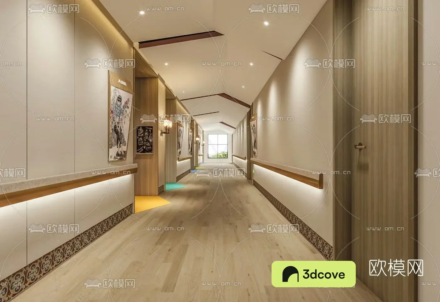 Modern hotel corridor aisle