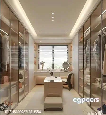 Modern Walk-In Closet 3D Model – 4535 – VRAY Render