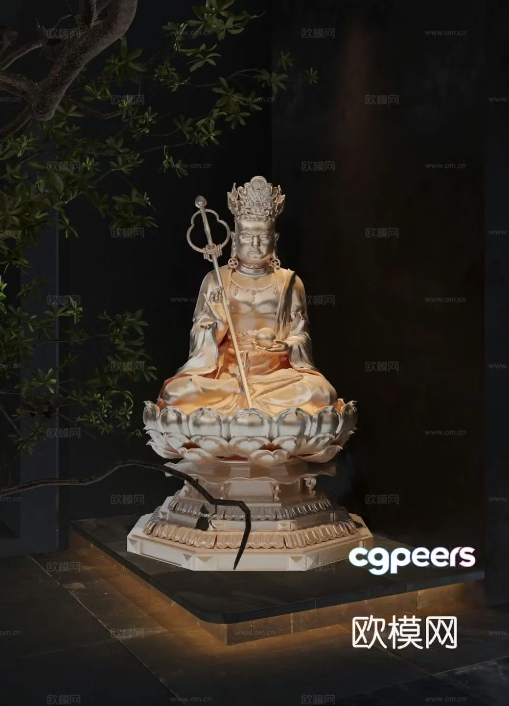 New Chinese Buddha statues Zen Buddha statues White Jade Buddha statues Guanyin statues Incense burners Solid Wood Buddha statues 3D model