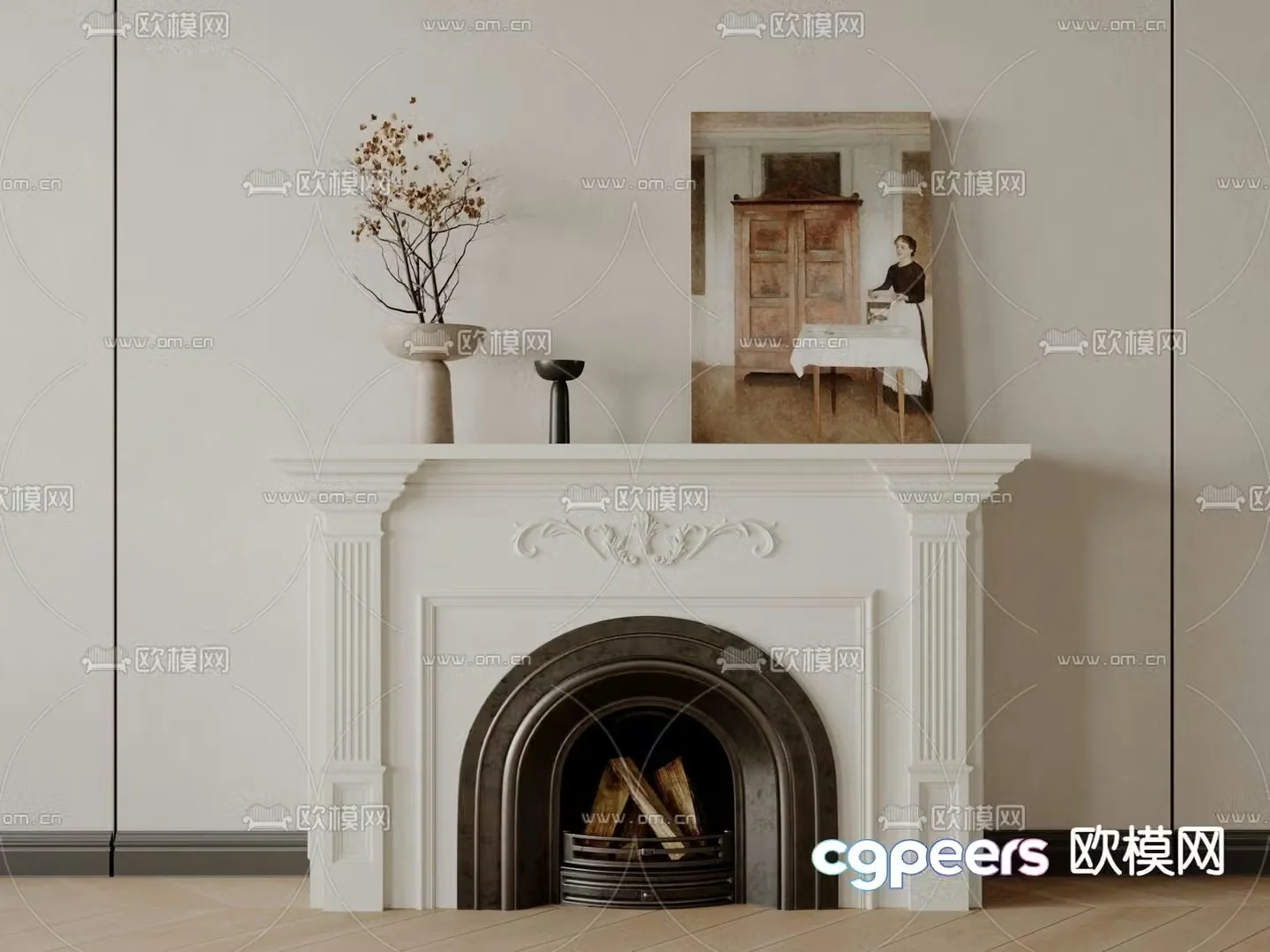 French fireplace stove 3d model