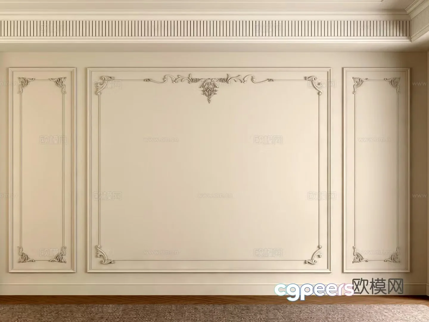 French American background wall 3d model
