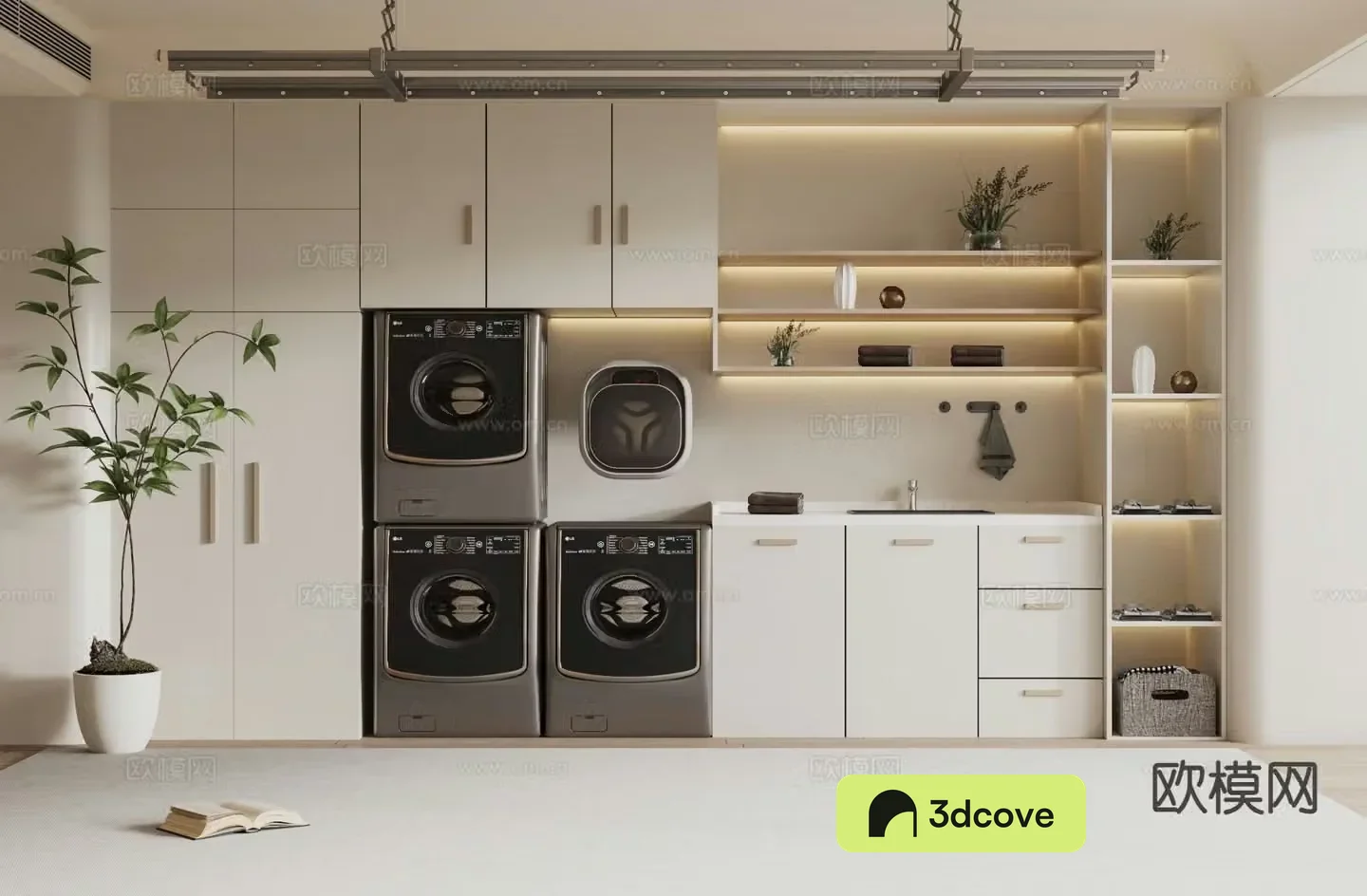 Cream style laundry closet laundry room