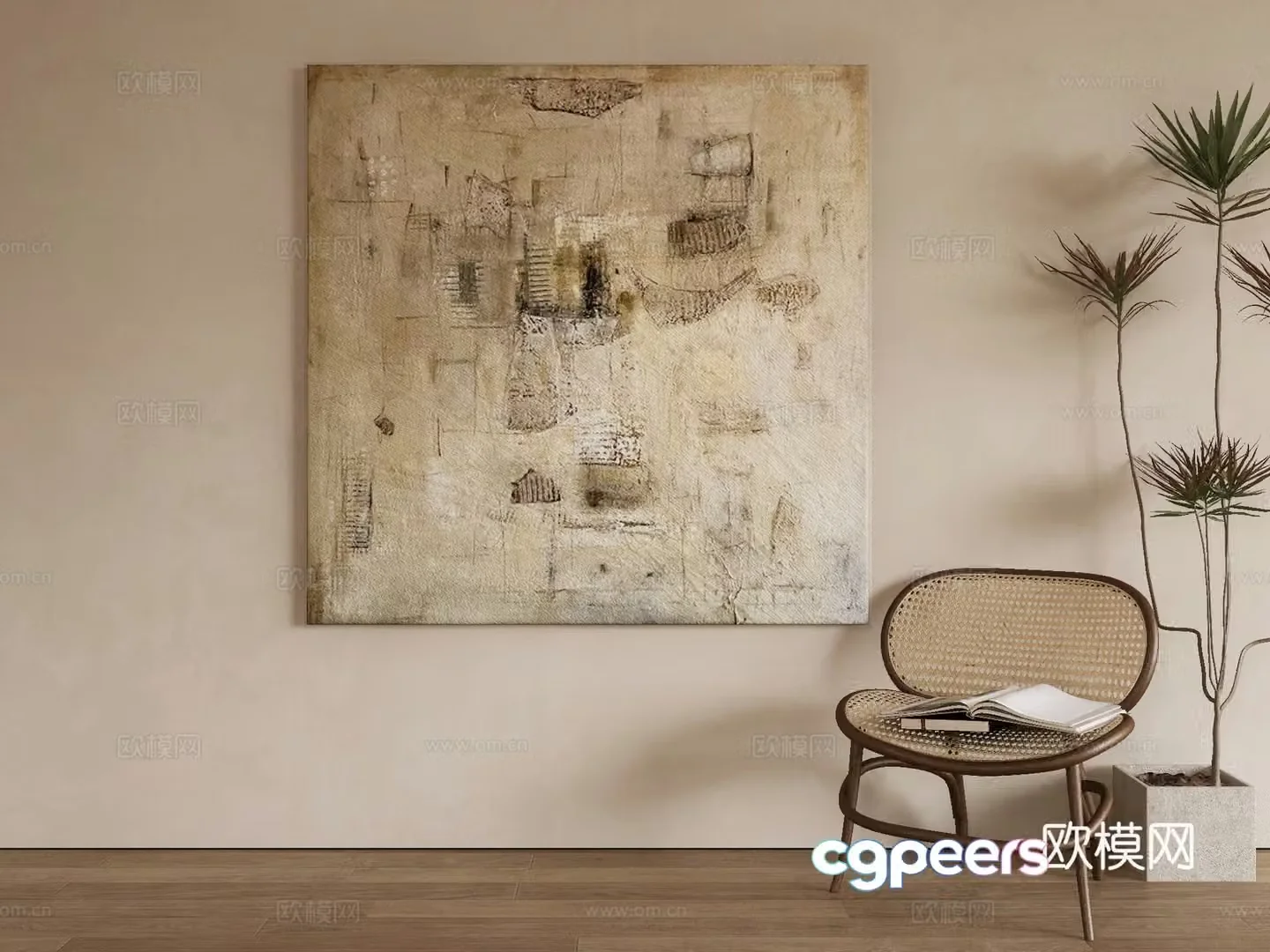 Modern texture painting decorative painting 3d model