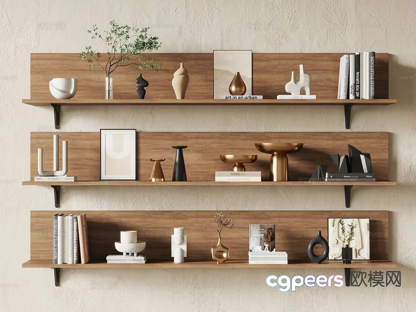 Wabi-sabi decorations books decorative paintings 3D model