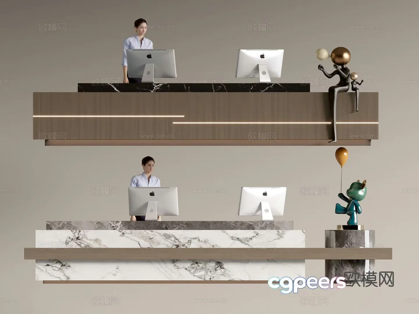Modern front desk reception desk 3d model
