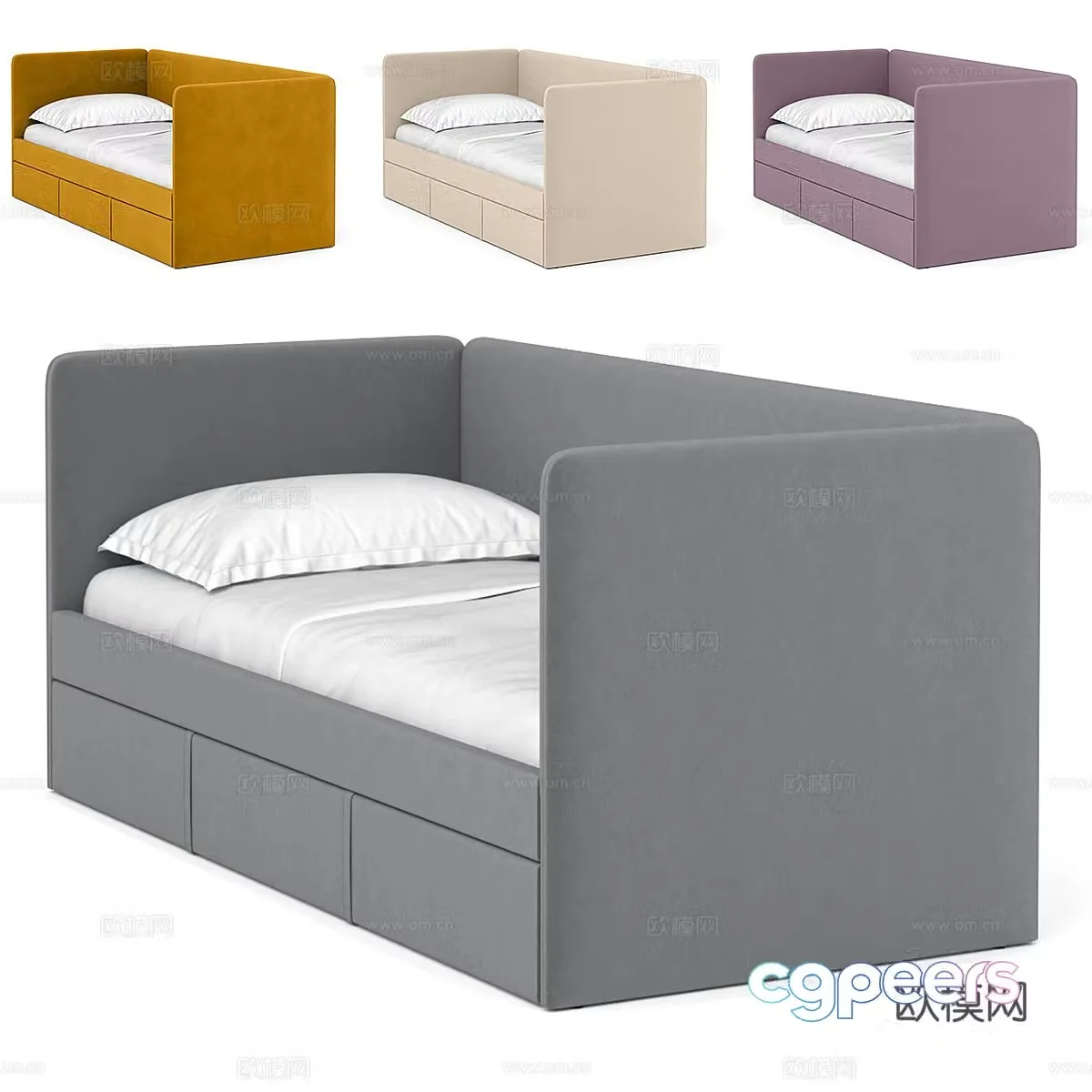 Modern simple sofa bed Sofa bed Simple bed Bedroom bed Pillow 3D model