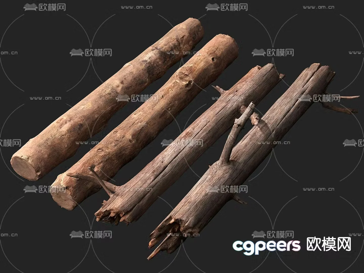 wood dead tree pole wooden stick 3d model