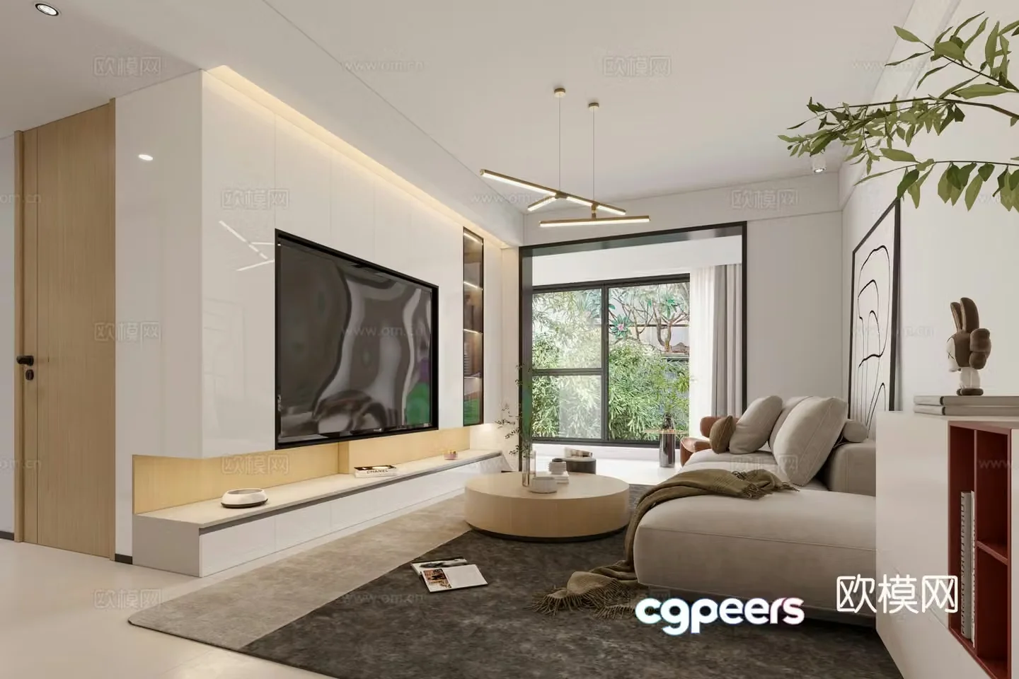 Modern living and dining room 3d model