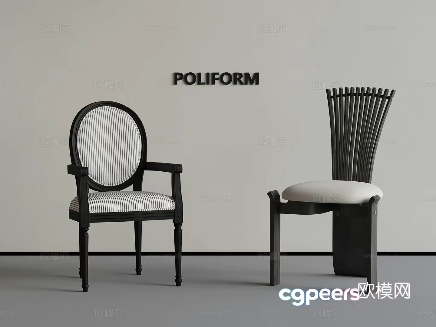 French dining chair leisure chair 3d model