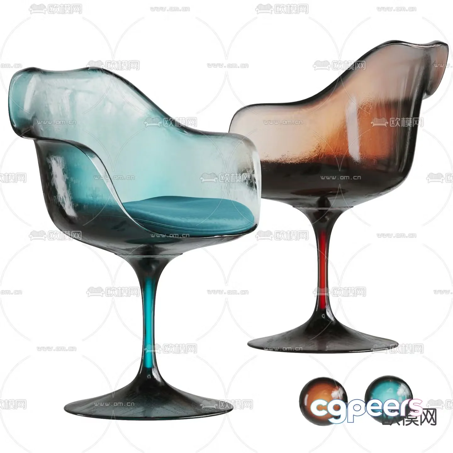 edra acrylic chair queen chair 3d model