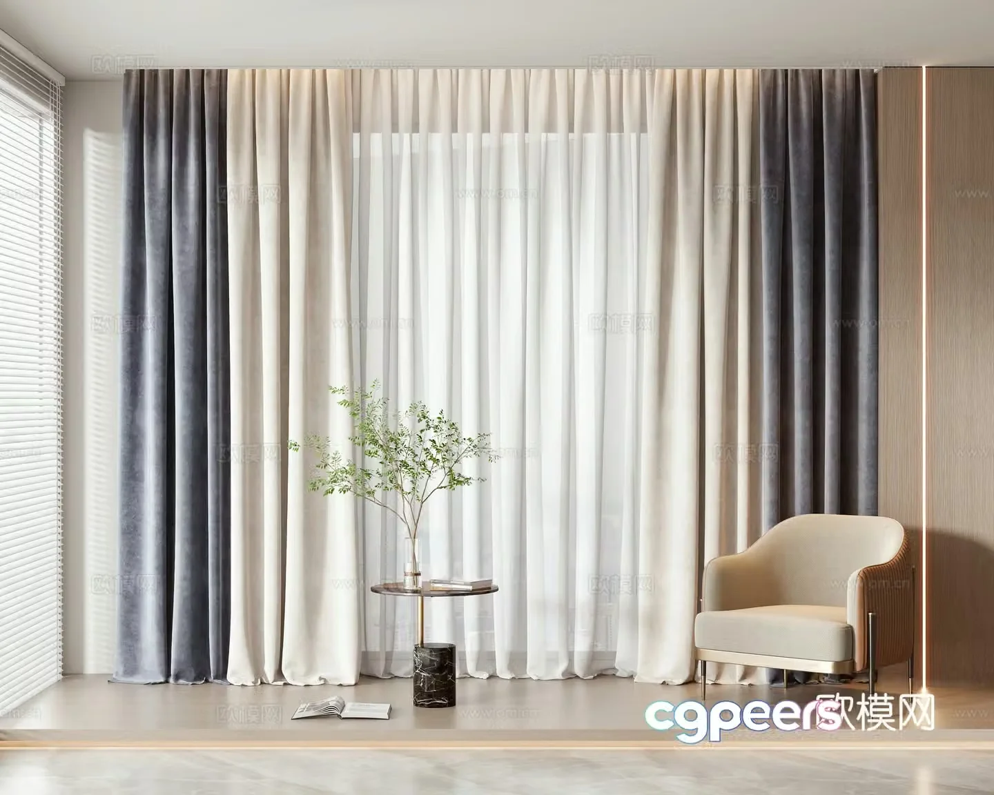 Modern curtain 3d model