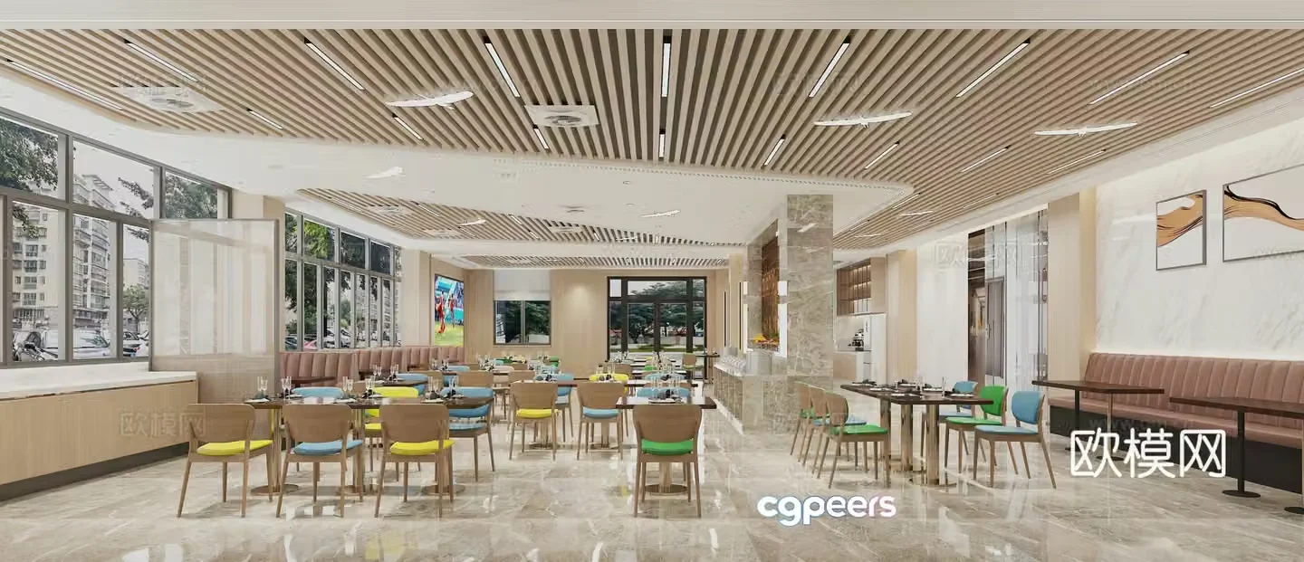 New Chinese style cafeteria 3D model