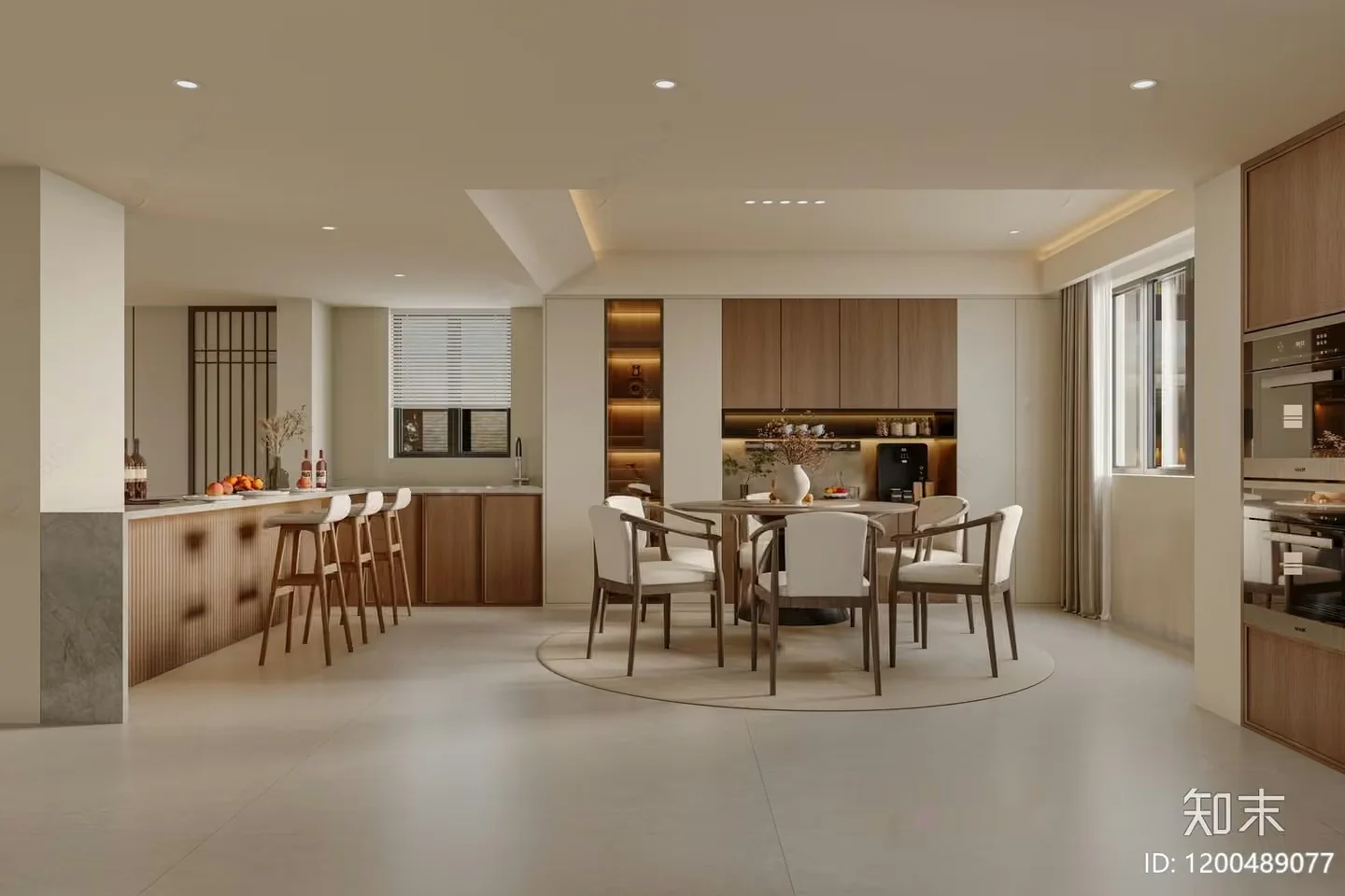 Modern Kitchen With Dining Table 3D Model – 16466 – CORONA Render
