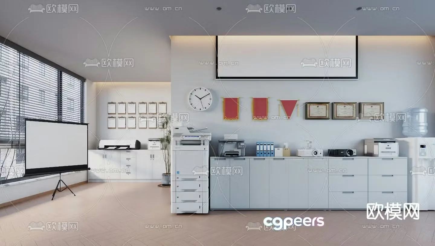 printer projector file cabinet 3d model