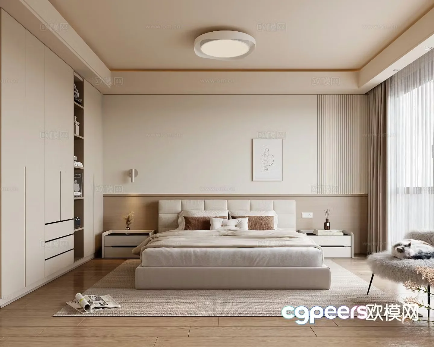 Cream style bedroom master bedroom 3d model