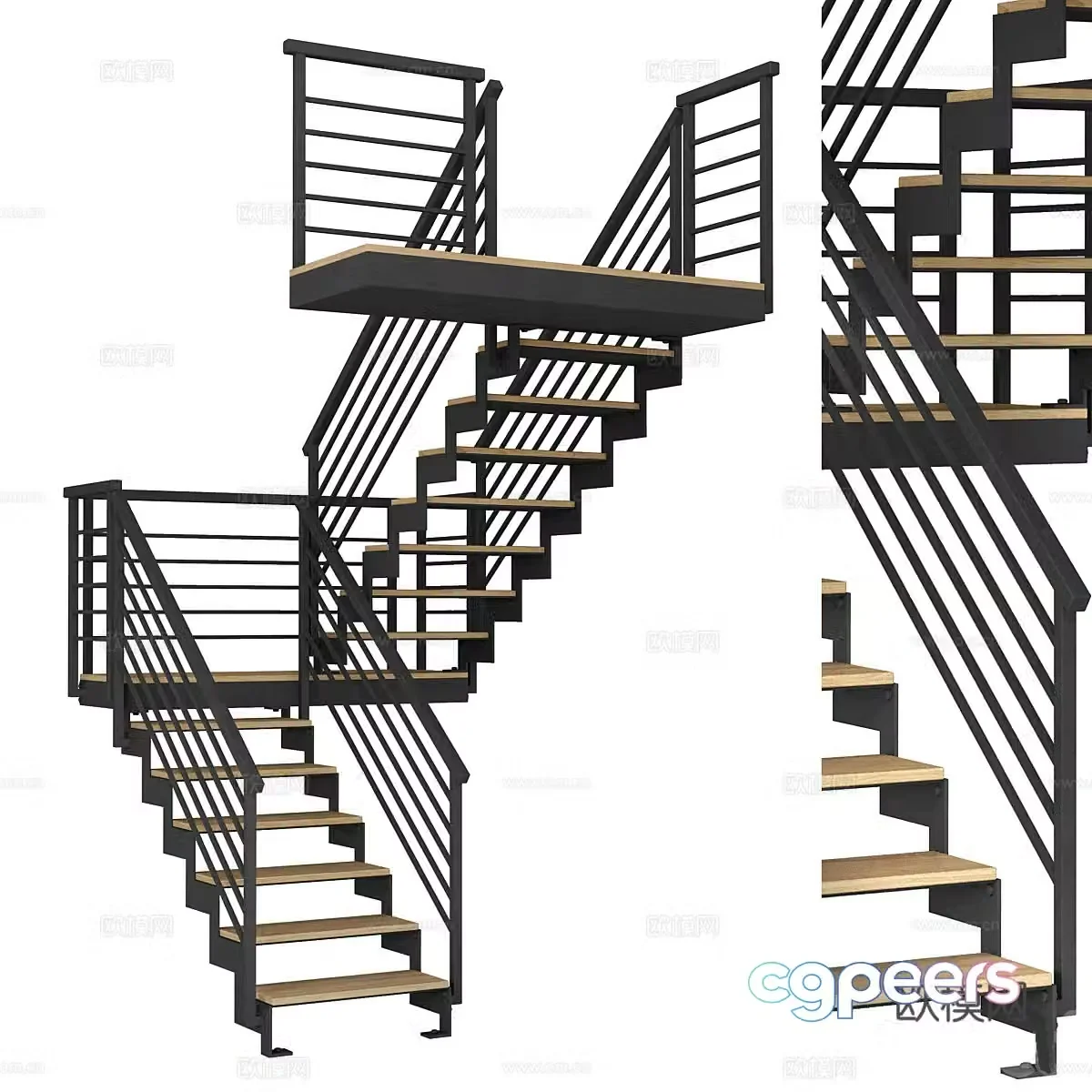 Modern outdoor stairs Fire passage 3d model
