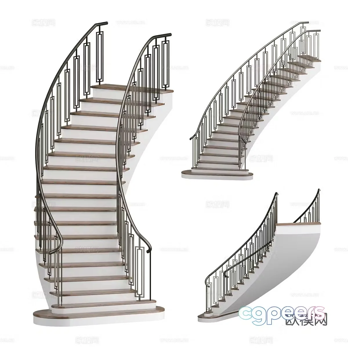 American simple metal handrail staircase 3D model