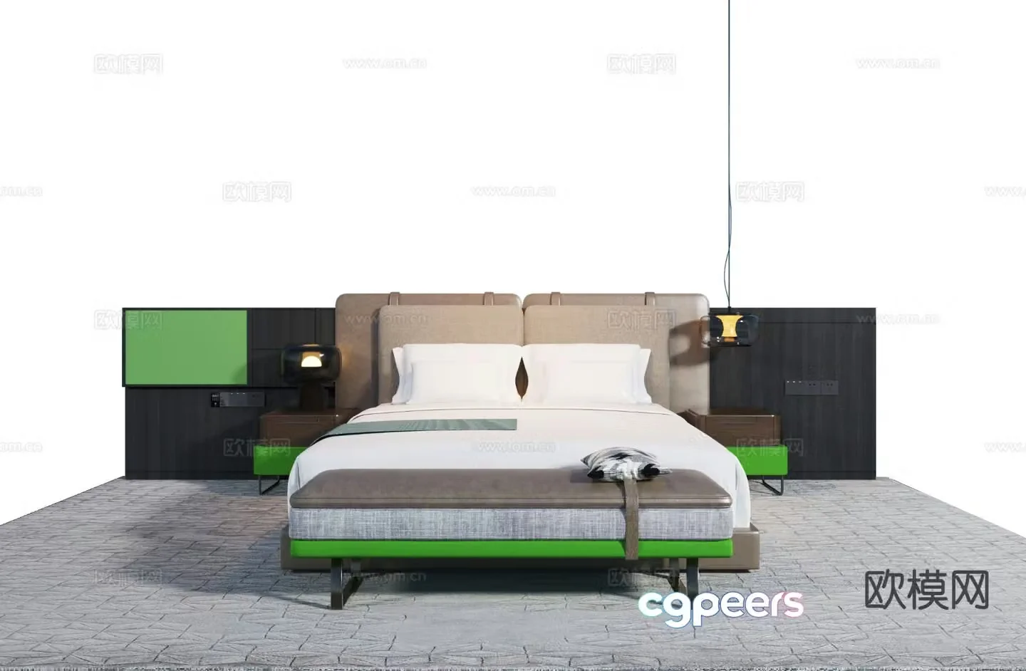 Modern double bed 3d model