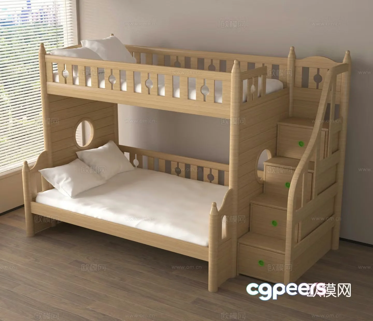 Up and down bed Children’s bed Up and down bunk High and low bed 3D model