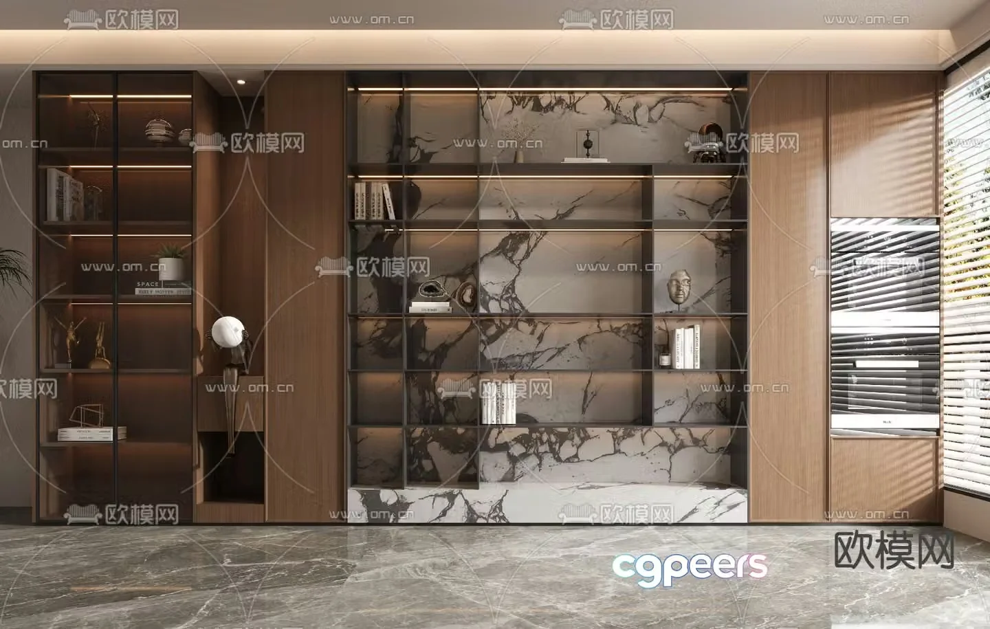 Modern decorative cabinet bookcase 3d model
