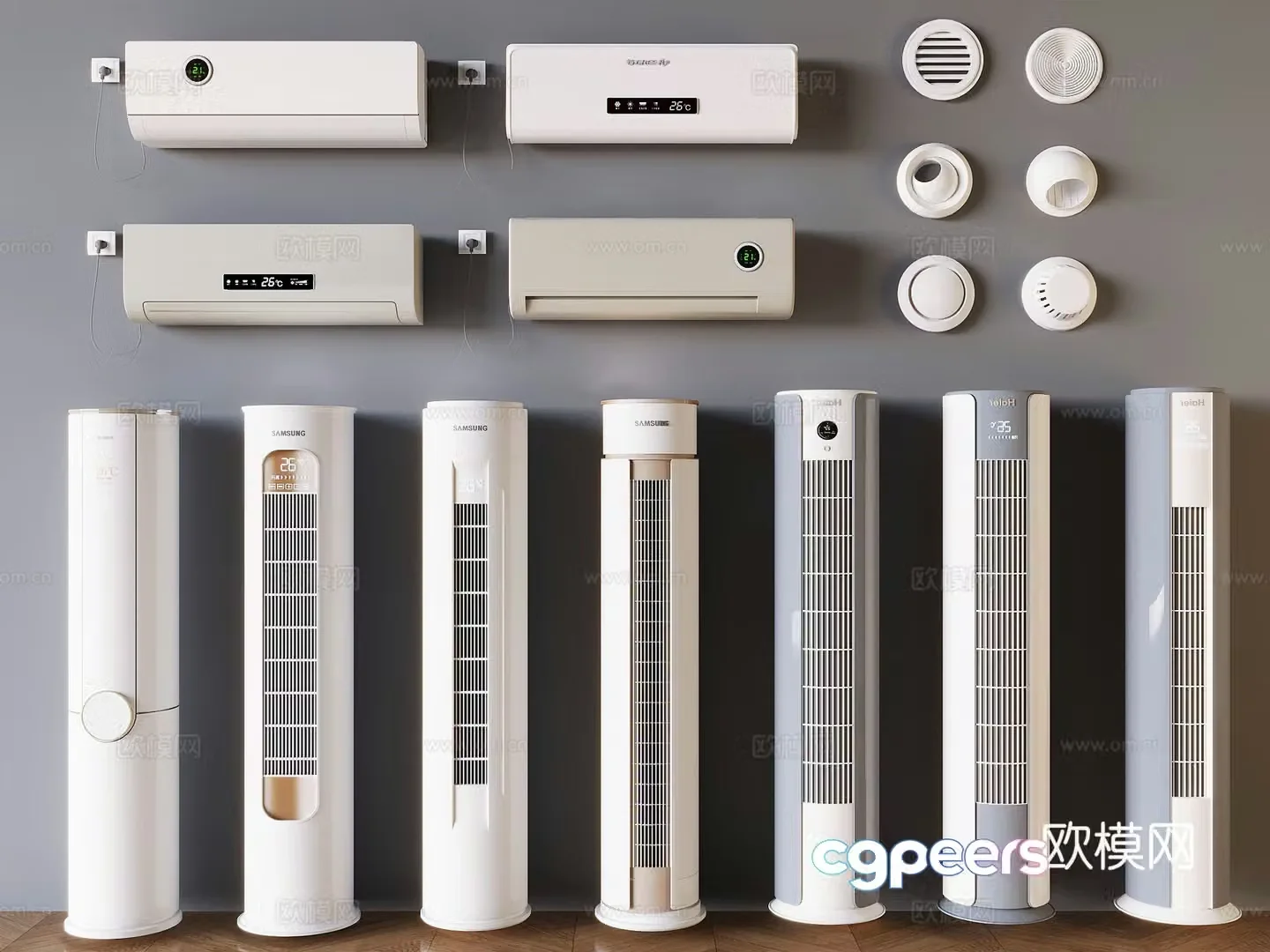 Column intelligent air conditioner wall-mounted variable frequency air conditioner air conditioner hanging air outlet 3D model