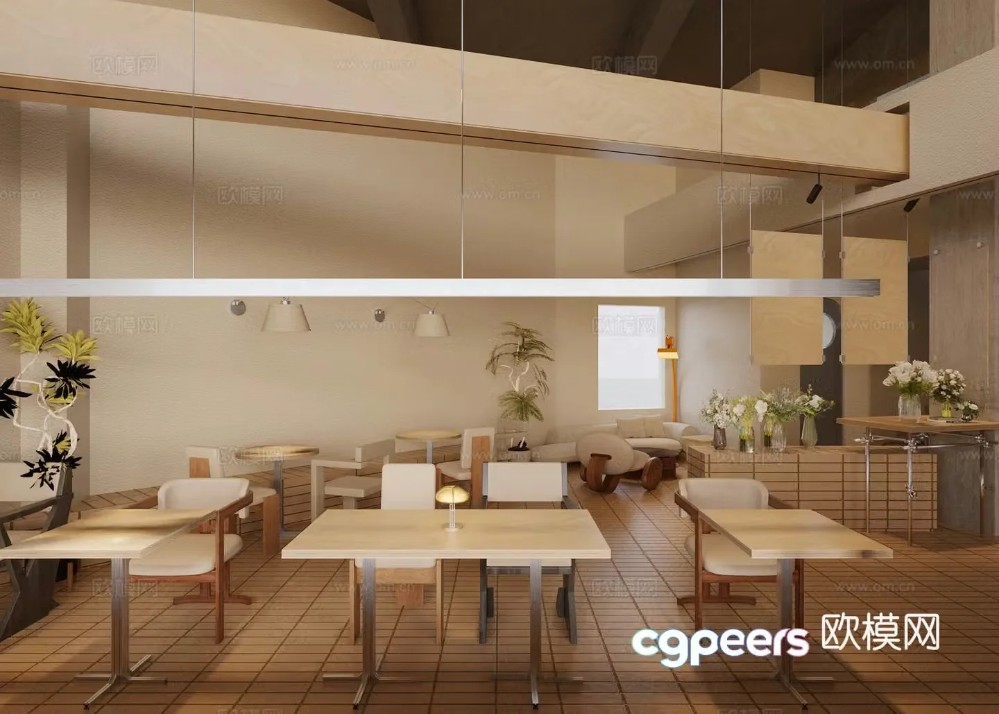 Log Cafe Milk Tea Shop 3D Model