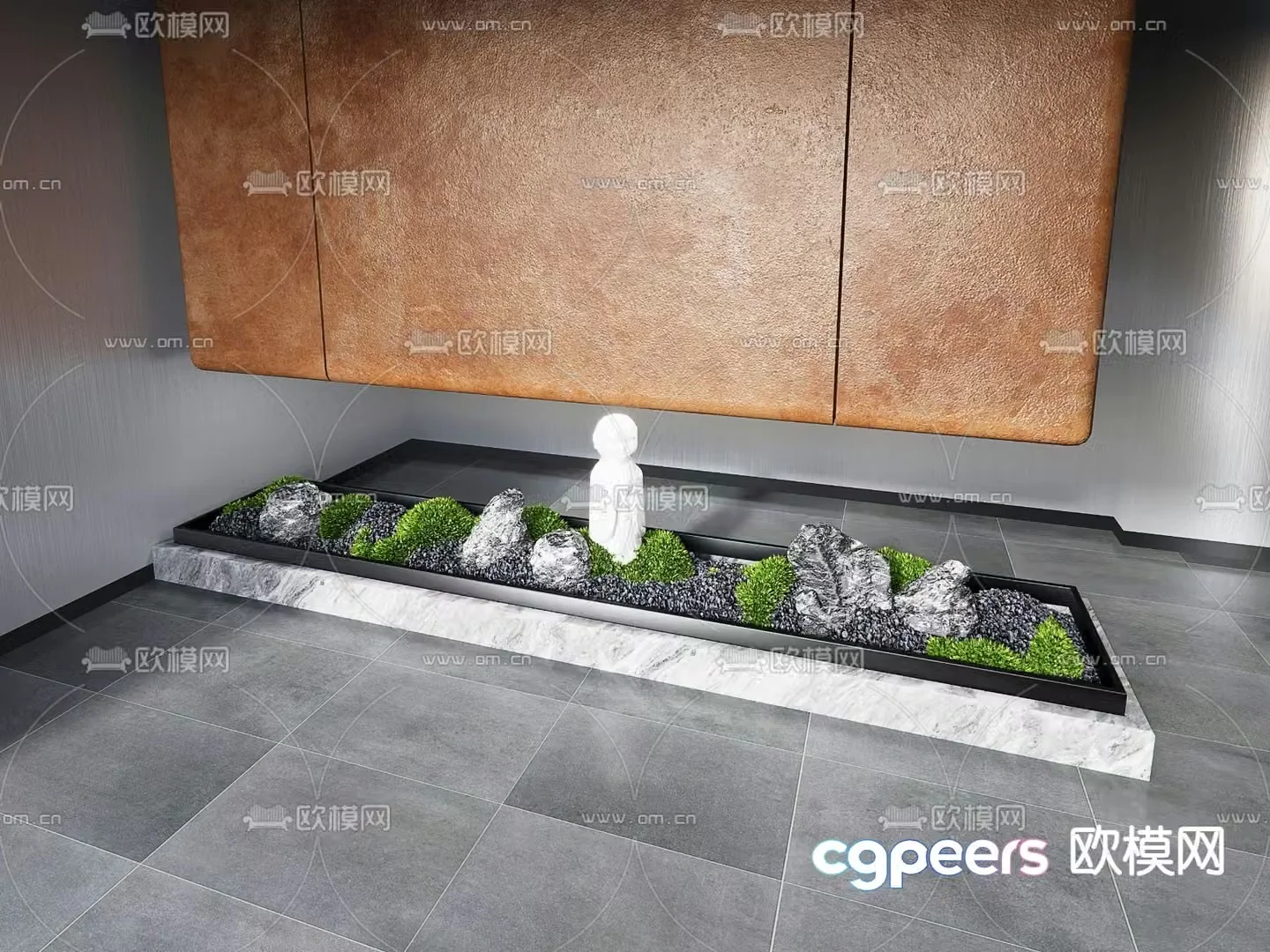 Indoor landscaping gravel moss 3d model