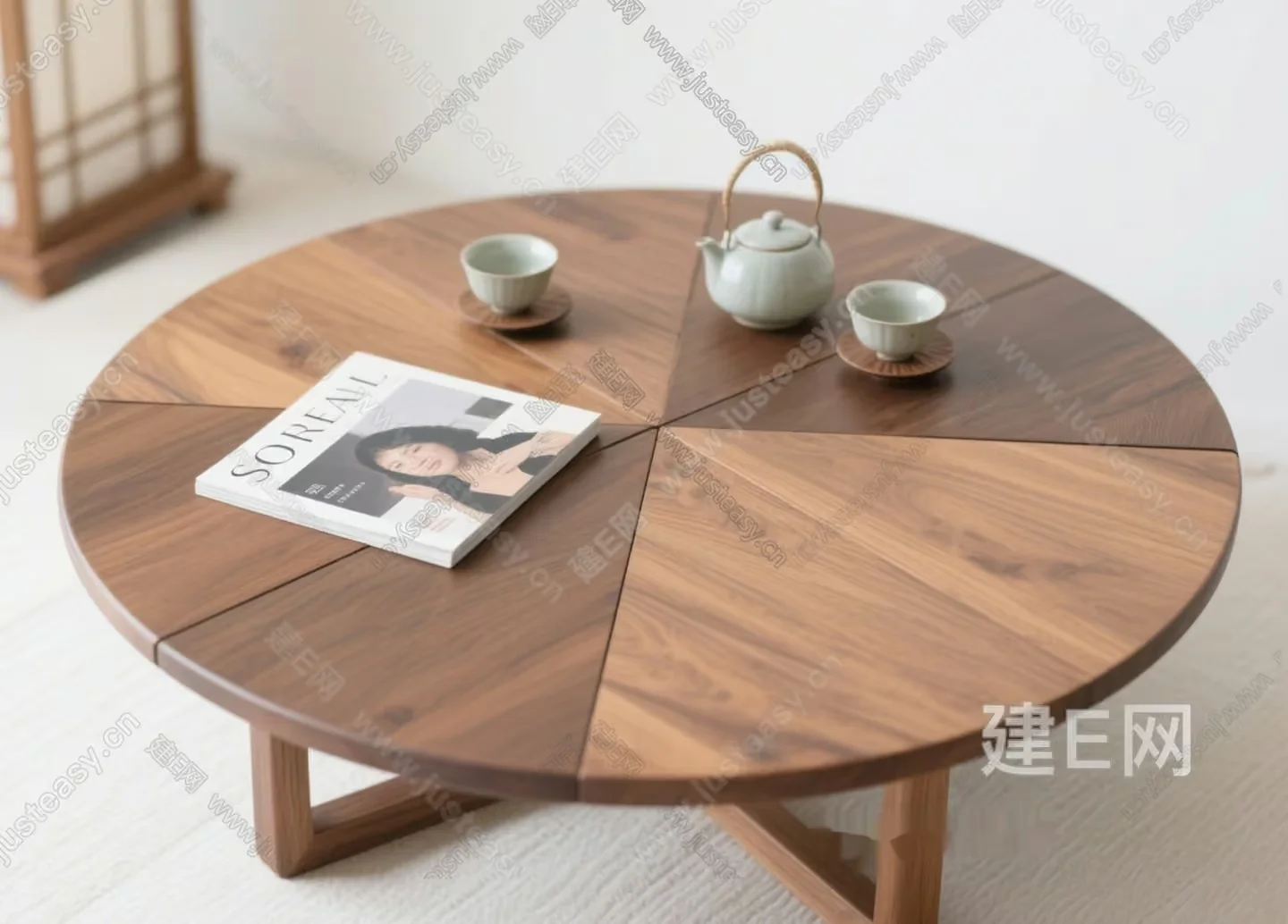 A Round Wooden Table 3D Model – 10373 – VRAY Render