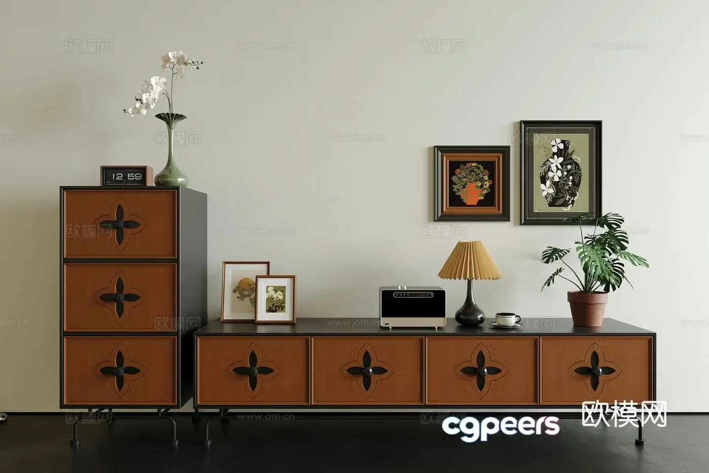 Middle-aged TV cabinet 3D model