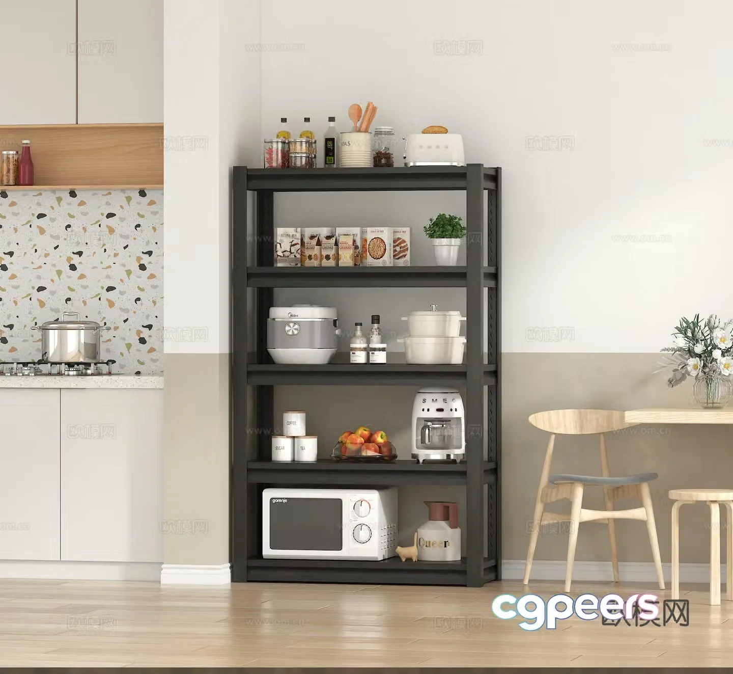 Kitchen shelves Kitchen appliances Kitchen supplies 3d model