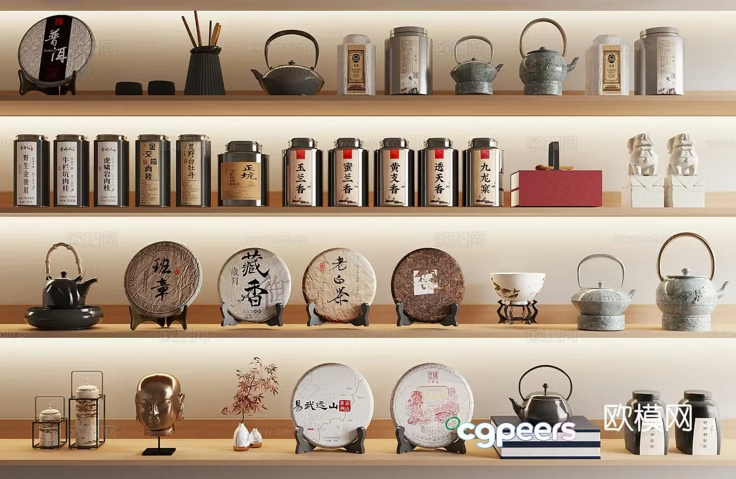 New Chinese style tea set tea teapot tea cup jewelry ornaments 3D model