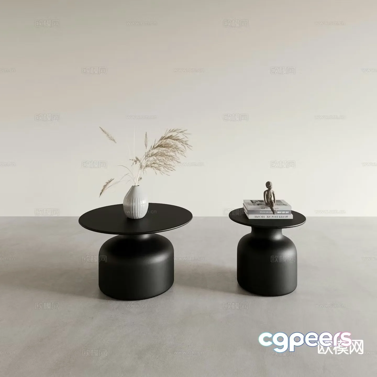 Modern round table angular table and square table 3D model