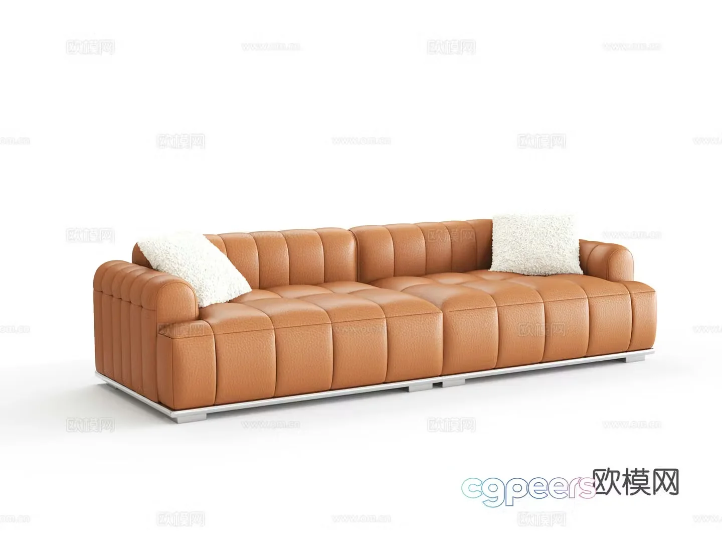 Light luxury leather double sofa 3D model