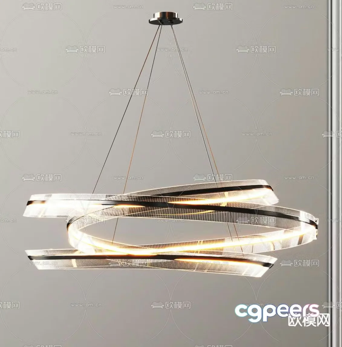 Light luxury chandelier ring chandelier 3d model