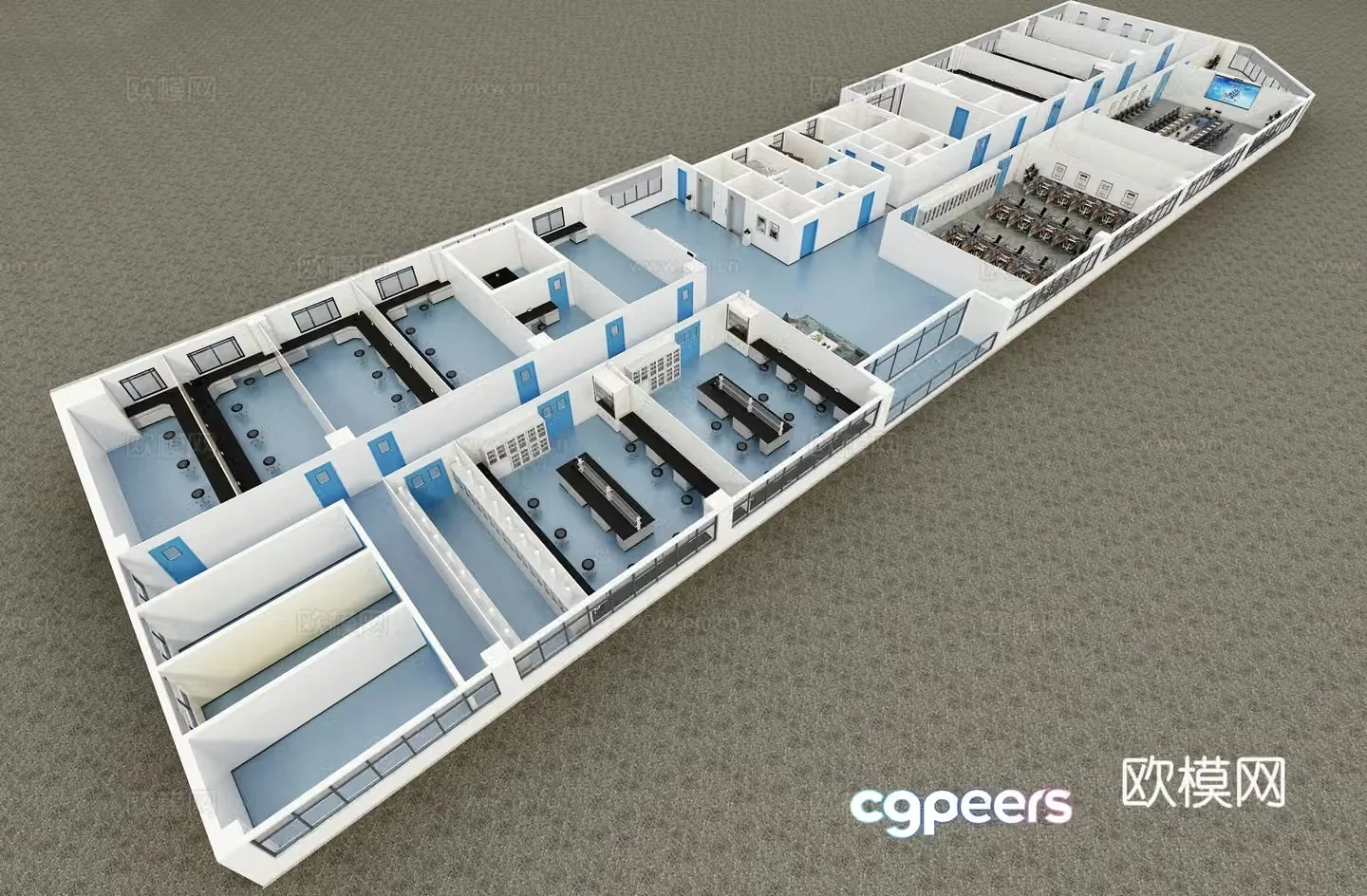 Modern laboratory aerial view 3d model