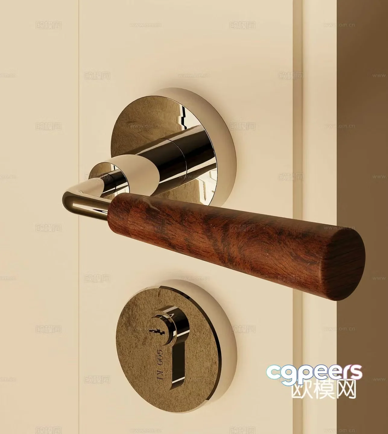 Middle-aged fashion door handle 3D model