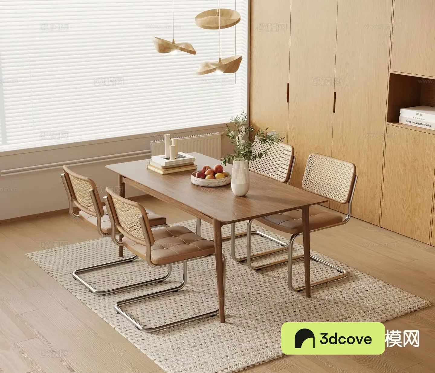 Wabi-sabi dining table and chairs strip dining table