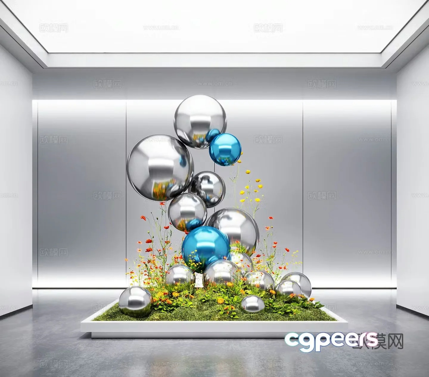 Modern interior landscape landscaping Moss landscape moss landscaping Metal installation sculpture 3D model