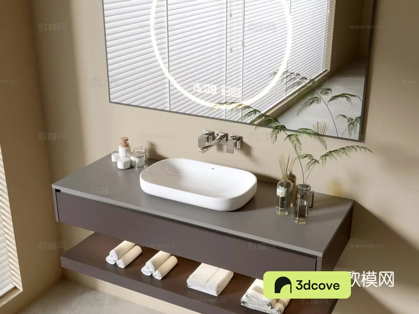 Modern bathroom cabinet bathroom basin bathroom ornaments mirror cabinet sink