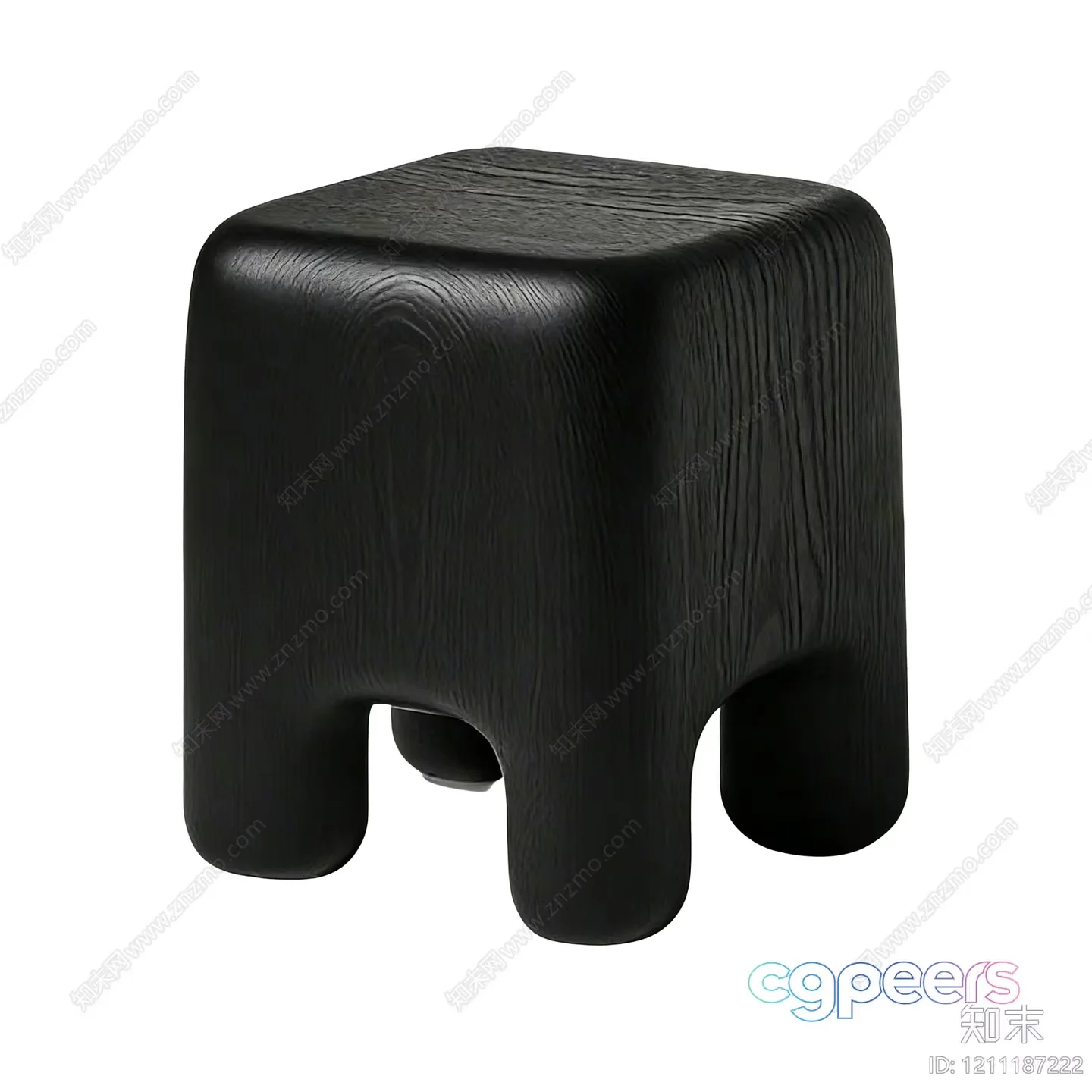 A Black Plastic Stool 3D Model – 2559 – VRAY Render